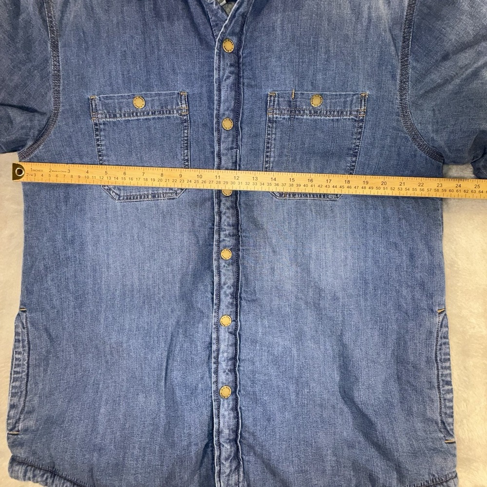 LL Bean 1912 Heritage Sherpa Lined Denim Shirt Jacket Men's Med Snap Up Shacket - Picture 12 of 15